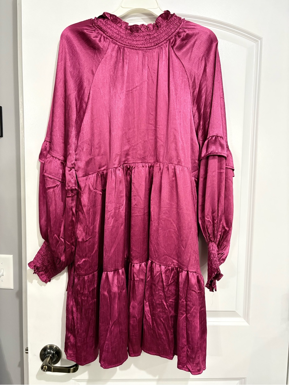 Ruffled Tiered Mini Dress in Magenta